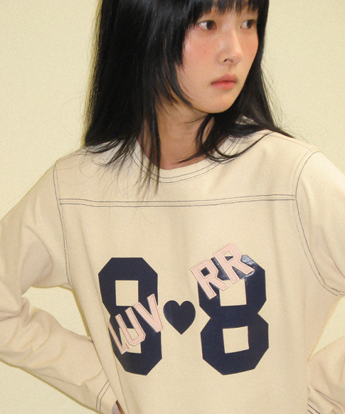 88 LUV RUGBY LONG SLEEVE T SHIRT CREAM