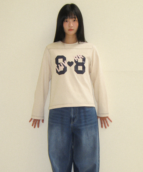 RONRON（ロンロン）の「88 LUV RUGBY LONG SLEEVE T SHIRT CREAM（Tシャツ/カットソー・レディース・その他・FREE）」の2枚目の写真