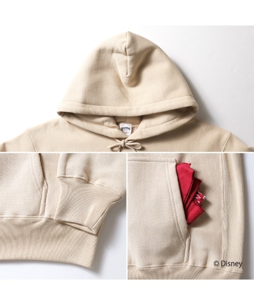 HOUSTON(ヒューストン)の「【HS3】【HOUSTON】MICKEY MOUSE P/O PARKA ②(パーカー・メンズ・ベージュ/ヘザーグレー・LARGE/X-LARGE/MEDIUM)」の4枚目の写真