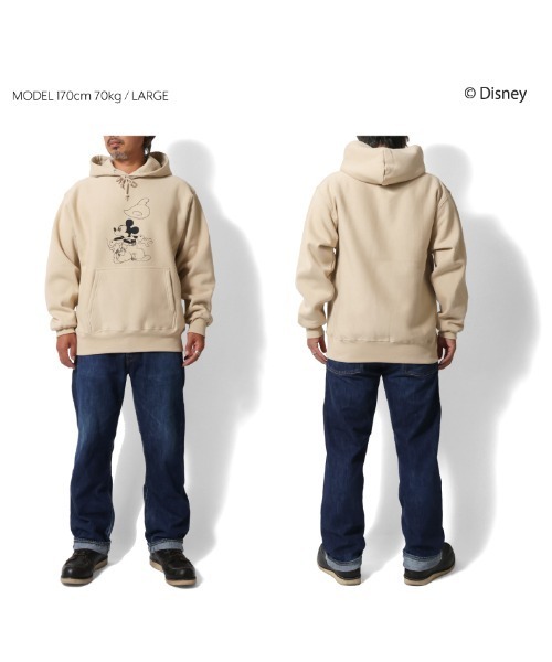 HOUSTON(ヒューストン)の「【HS3】【HOUSTON】MICKEY MOUSE P/O PARKA ②(パーカー・メンズ・ベージュ/ヘザーグレー・LARGE/X-LARGE/MEDIUM)」の7枚目の写真