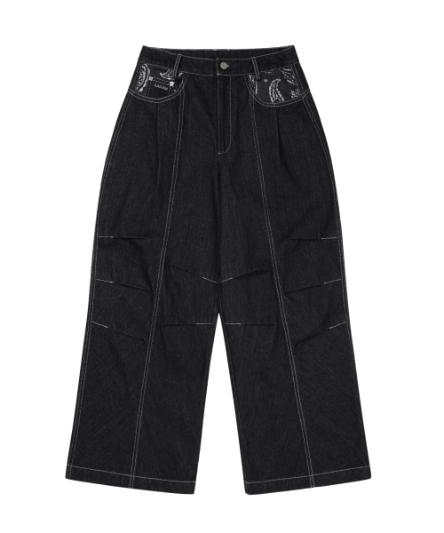 AAKAM(アーカム)の「Knee Pin-Tuck Paisley Denim Pants (Black)(デニムパンツ・レディース・その他・1/2)」の8枚目の写真