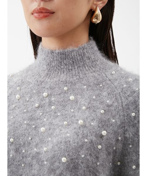セール】フォルムスリーブパールデザインニット（ニット/セーター