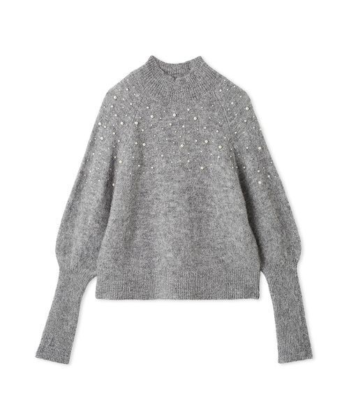新作　ミラウォーエン　フォルムスリーブパールデザインニット　新品未使用 セール】フォルムスリーブパールデザインニット（ニット/セーター