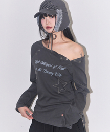 ILLIGO（イリゴ）の「Lettering Snap Long Sleeve Charcoal（Tシャツ/カットソー）」