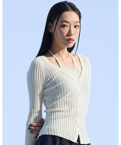 MOAA(モア)の「Rib Button-Up Cardigan (IVORY)(カーディガン/ボレロ・レディース・その他・SMALL/MEDIUM)」の1枚目の写真