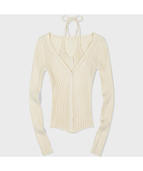 MOAA(モア)の「Rib Button-Up Cardigan (IVORY)(カーディガン/ボレロ・レディース・その他・SMALL/MEDIUM)」の2枚目の写真