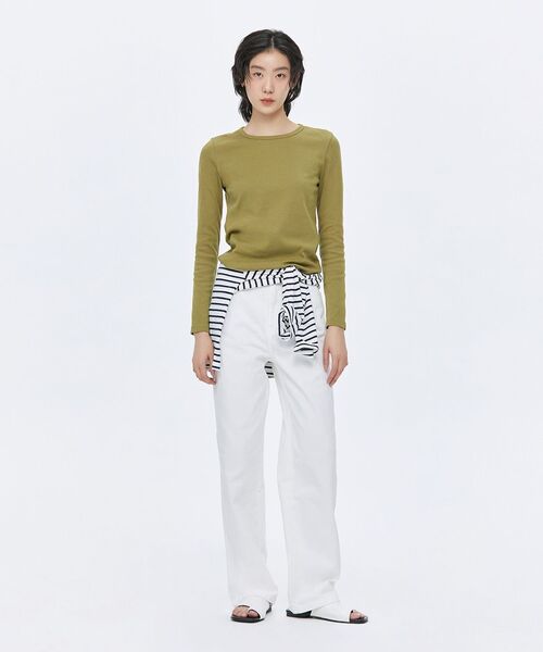 MUSINSA STANDARD WOMAN（ムシンサスタンダードウーマン）の「ウィメンズリニアストレートデニムパンツ[クリーム]（デニムパンツ・レディース・その他・30/24/25/26/27/28/29）」の8枚目の写真