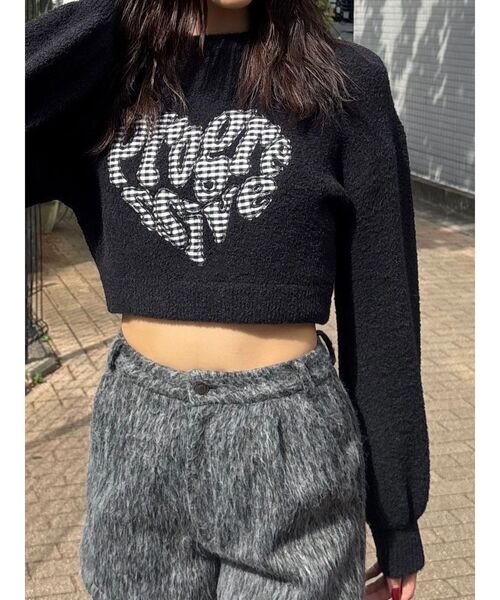 EMODA（エモダ）の「クレーピングパッチシャギーニット（ニット/セーター・レディース・ブラック/ブルー/ブラウン/ホワイト・FREE）」の11枚目の写真