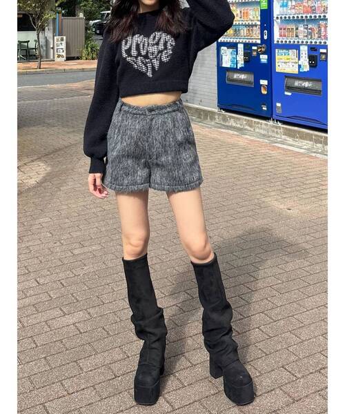 EMODA（エモダ）の「クレーピングパッチシャギーニット（ニット/セーター・レディース・ブラック/ブルー/ブラウン/ホワイト・FREE）」の12枚目の写真