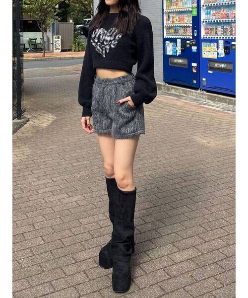 EMODA（エモダ）の「クレーピングパッチシャギーニット（ニット/セーター・レディース・ブラック/ブルー/ブラウン/ホワイト・FREE）」の13枚目の写真