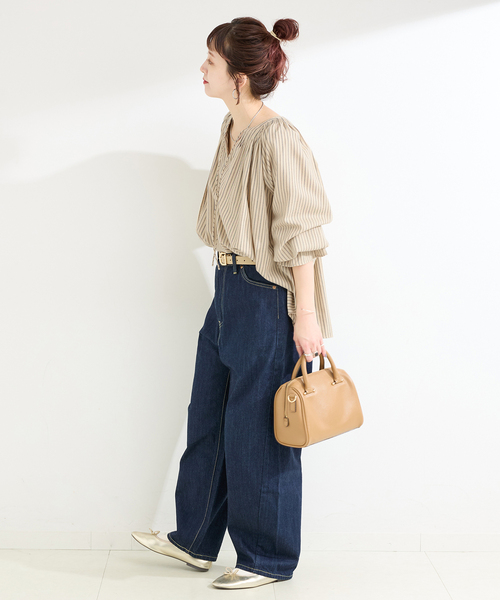 B.C STOCK（ベーセーストック）の「ウォッシャブル / ギャザーネックボリュームブラウス（シャツ/ブラウス・レディース・ブラウン/ホワイト/ベージュ・FREE）」の20枚目の写真