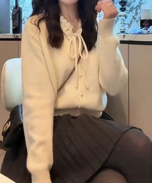 ＆soiree（アンドソワレ）の「フレンチリボンVネックカーディガン（カーディガン/ボレロ）」