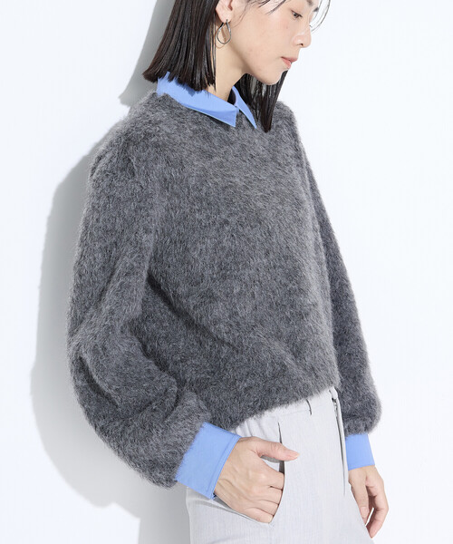 K.T KIYOKO TAKASE(キヨコタカセ)の「アルパカ混 レイヤード風プルオーバー(Tシャツ/カットソー・レディース・チャコール/ライトグレー・9号)」の1枚目の写真