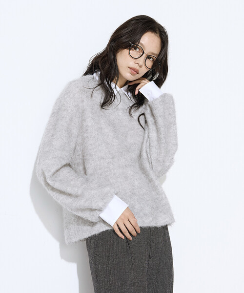 K.T KIYOKO TAKASE(キヨコタカセ)の「アルパカ混 レイヤード風プルオーバー(Tシャツ/カットソー・レディース・チャコール/ライトグレー・9号)」の2枚目の写真