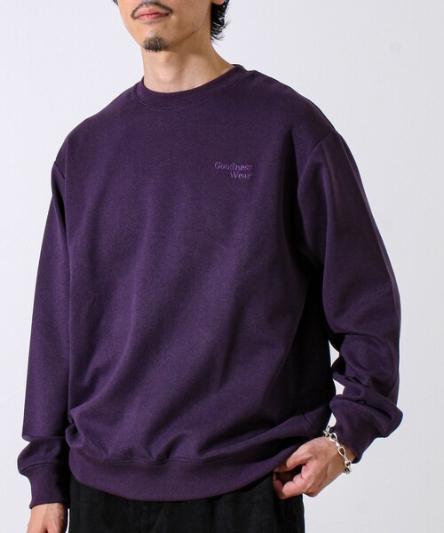 GLOSTER（グロスター）の「【GOODNESS WEAR】ソフトタッチ裏起毛クルーネックスウェット（スウェット・メンズ・ブラック/グレイッシュベージュ/パープル・S/M/L）」の3枚目の写真