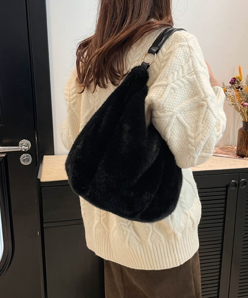 Miniministore（ミニミニストア）の「もこもこトートバッグエコファー秋冬バッグ（トートバッグ・レディース・グレー/ブラック/アイボリー/モカ/ブラウン・FREE）」の11枚目の写真