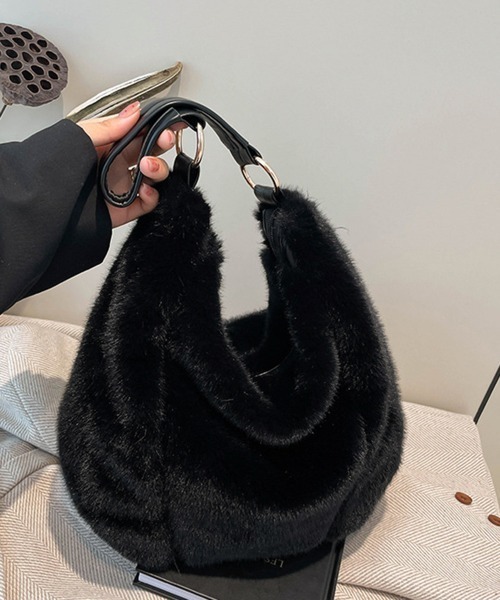 Miniministore（ミニミニストア）の「もこもこトートバッグエコファー秋冬バッグ（トートバッグ・レディース・グレー/ブラック/アイボリー/モカ/ブラウン・FREE）」の12枚目の写真