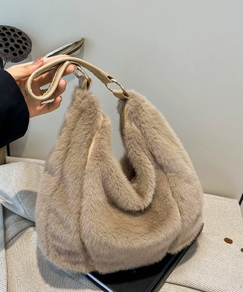 Miniministore（ミニミニストア）の「もこもこトートバッグエコファー秋冬バッグ（トートバッグ・レディース・グレー/ブラック/アイボリー/モカ/ブラウン・FREE）」の15枚目の写真