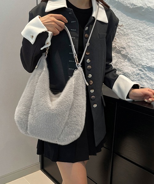 Miniministore（ミニミニストア）の「もこもこトートバッグエコファー秋冬バッグ（トートバッグ・レディース・グレー/ブラック/アイボリー/モカ/ブラウン・FREE）」の16枚目の写真