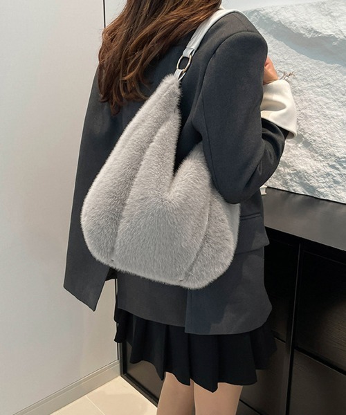 Miniministore（ミニミニストア）の「もこもこトートバッグエコファー秋冬バッグ（トートバッグ・レディース・グレー/ブラック/アイボリー/モカ/ブラウン・FREE）」の17枚目の写真