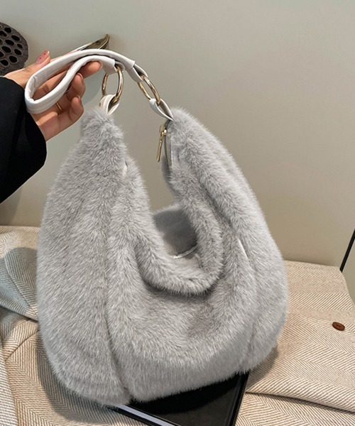 Miniministore（ミニミニストア）の「もこもこトートバッグエコファー秋冬バッグ（トートバッグ・レディース・グレー/ブラック/アイボリー/モカ/ブラウン・FREE）」の18枚目の写真
