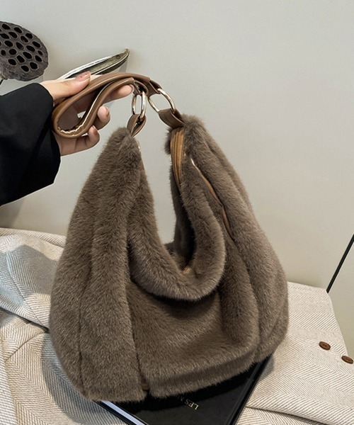 Miniministore（ミニミニストア）の「もこもこトートバッグエコファー秋冬バッグ（トートバッグ・レディース・グレー/ブラック/アイボリー/モカ/ブラウン・FREE）」の21枚目の写真