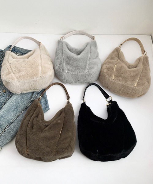 Miniministore（ミニミニストア）の「もこもこトートバッグエコファー秋冬バッグ（トートバッグ・レディース・グレー/ブラック/アイボリー/モカ/ブラウン・FREE）」の22枚目の写真