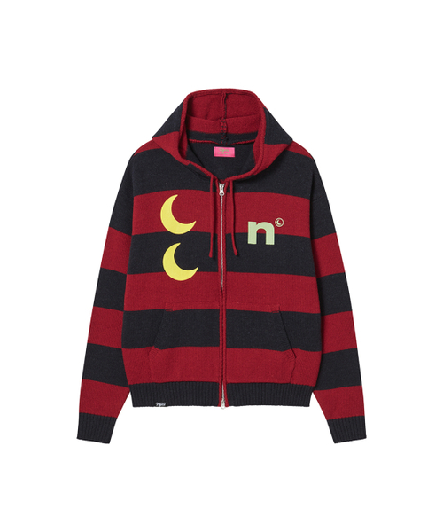 NYXX（エヌワイエックスエックス）の「STRIPE KNIT ZIP-UP HOODIE RED（パーカー・レディース・その他・F）」の2枚目の写真