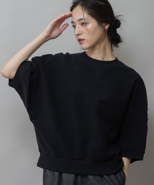 Munich（ミューニック）の「オーガニックコットンパイルコクーンスウェット（スウェット・レディース・カーキ/アイボリー/ブラック・FREE）」の2枚目の写真