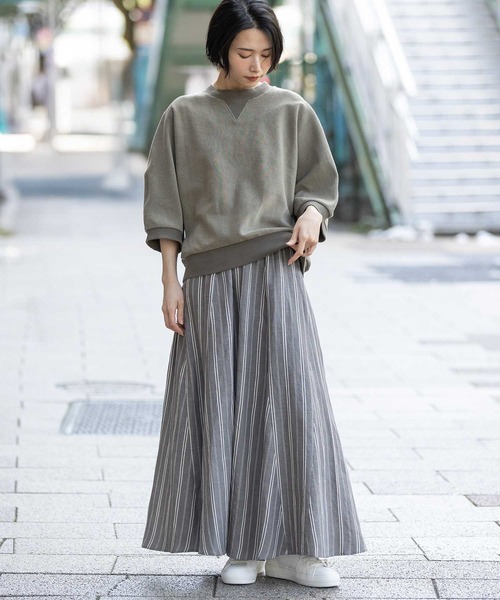 Munich（ミューニック）の「オーガニックコットンパイルコクーンスウェット（スウェット・レディース・カーキ/アイボリー/ブラック・FREE）」の9枚目の写真