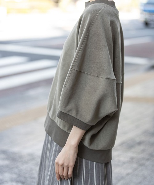 Munich（ミューニック）の「オーガニックコットンパイルコクーンスウェット（スウェット・レディース・カーキ/アイボリー/ブラック・FREE）」の12枚目の写真