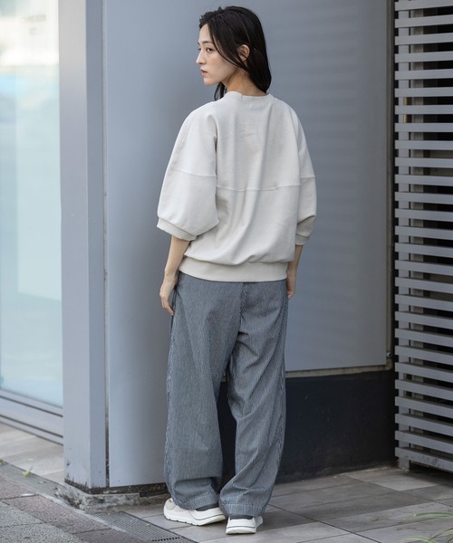 Munich（ミューニック）の「オーガニックコットンパイルコクーンスウェット（スウェット・レディース・カーキ/アイボリー/ブラック・FREE）」の18枚目の写真