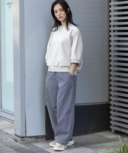 Munich（ミューニック）の「オーガニックコットンパイルコクーンスウェット（スウェット・レディース・カーキ/アイボリー/ブラック・FREE）」の19枚目の写真