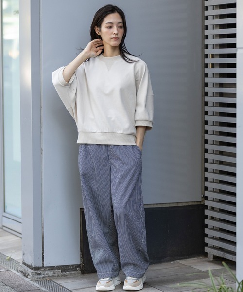 Munich（ミューニック）の「オーガニックコットンパイルコクーンスウェット（スウェット・レディース・カーキ/アイボリー/ブラック・FREE）」の20枚目の写真