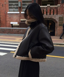 MONGDOL | フェイクファー ムートンジャケット ブラウン MDJK025BROWN(ムートンコート)