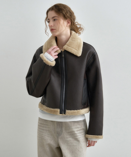MONGDOL(モンドル)の「フェイクファー ムートンジャケット ブラウン MDJK025BROWN(ムートンコート・レディース・その他・F)」の5枚目の写真