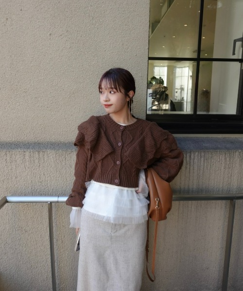 31 Sons de mode(トランテアン ソン ドゥ モード)の「ZOZO限定 2wayチュールフレア袖リブニット(ニット/セーター・レディース・ピンク/ブラック/アイボリー・フリ-)」の14枚目の写真