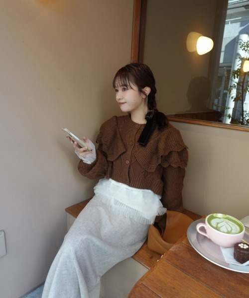 31 Sons de mode(トランテアン ソン ドゥ モード)の「ZOZO限定 2wayチュールフレア袖リブニット(ニット/セーター・レディース・ピンク/ブラック/アイボリー・フリ-)」の18枚目の写真