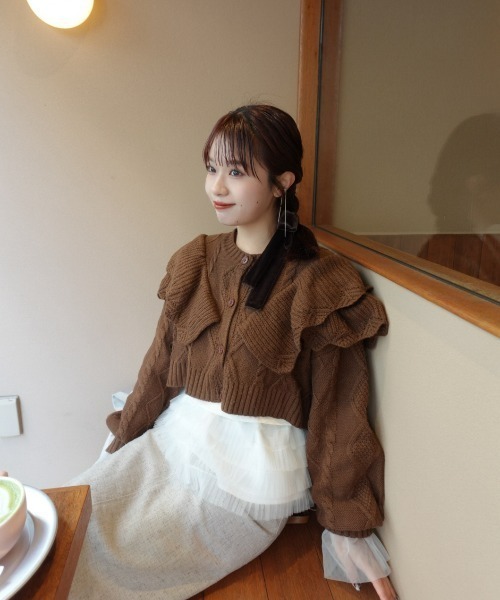 31 Sons de mode(トランテアン ソン ドゥ モード)の「ZOZO限定 2wayチュールフレア袖リブニット(ニット/セーター・レディース・ピンク/ブラック/アイボリー・フリ-)」の16枚目の写真