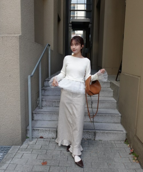 31 Sons de mode(トランテアン ソン ドゥ モード)の「ZOZO限定 2wayチュールフレア袖リブニット(ニット/セーター・レディース・ピンク/ブラック/アイボリー・フリ-)」の12枚目の写真