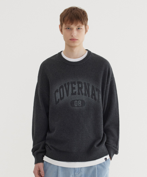 COVERNAT(カバーナット)の「スプレーアーチロゴクルーネックニットチャコール(ニット/セーター・レディース・その他・X-LARGE/SMALL/MEDIUM/LARGE)」の1枚目の写真