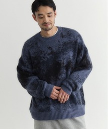 【BACK NUMBER】シャギーニット グラデーションクルーネックセーター (毛足ニット/モダンシルエット/保温性/レイヤード映え)