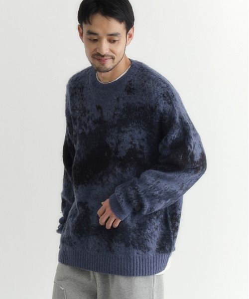 BACK NUMBER】シャギーニット グラデーションクルーネックセーター (毛
