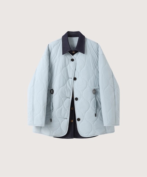 LA POMME jours(ラポミ・ジュール)の「Denim Stitching Down Jacket(ダウンジャケット/コート・レディース・ブルー/アイボリー・SMALL/MEDIUM/LARGE)」の2枚目の写真