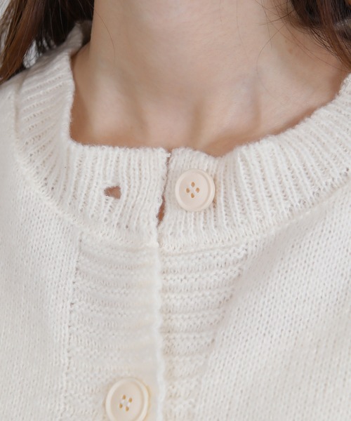 セール】バイカラー フリルデザイン ニットカーディガン（カーディガン