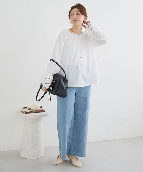 le.coeur blanc(ルクールブラン)の「2WAYキャンディースリーブブラウス(シャツ/ブラウス・レディース・サックスブルー/オフホワイト・38)」の16枚目の写真
