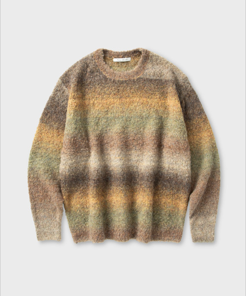 NONBLANK(ノンブランク)の「グラデーションラウンドニット_オリーブブラウン(ニット/セーター・メンズ・その他・SMALL/MEDIUM/LARGE/X-LARGE)」の1枚目の写真