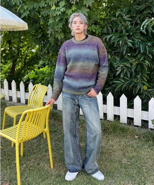 NONBLANK(ノンブランク)の「グラデーションラウンドニット_オリーブブラウン(ニット/セーター・メンズ・その他・SMALL/MEDIUM/LARGE/X-LARGE)」の21枚目の写真
