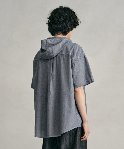 DECET(デケト)の「シャンブレーオーバーフードショートシャツ DCSH013ライトブルー(シャツ/ブラウス・メンズ・その他・SMALL/MEDIUM/LARGE)」の5枚目の写真