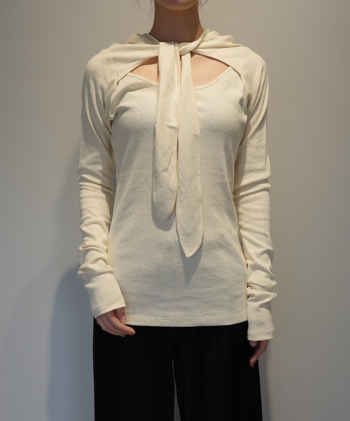 CLANE BOW TIE HOODED CUT TOPS（Tシャツ/カットソー）｜CLANE（クラネ